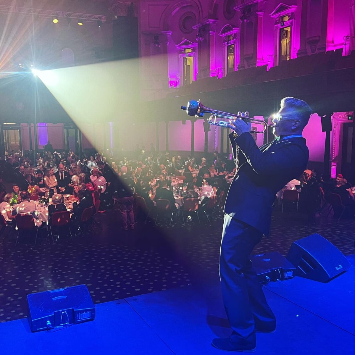 Paul Wheeler playing live trumpet at Sydney Town Hall