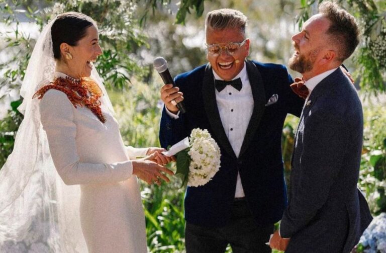 Paul Wheeler smiling and laughing while officiating a Sydney wedding ceremony