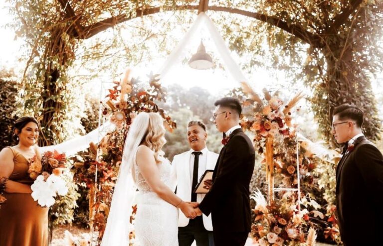Paul Wheeler sharing a light-hearted moment during a Sydney wedding ceremony